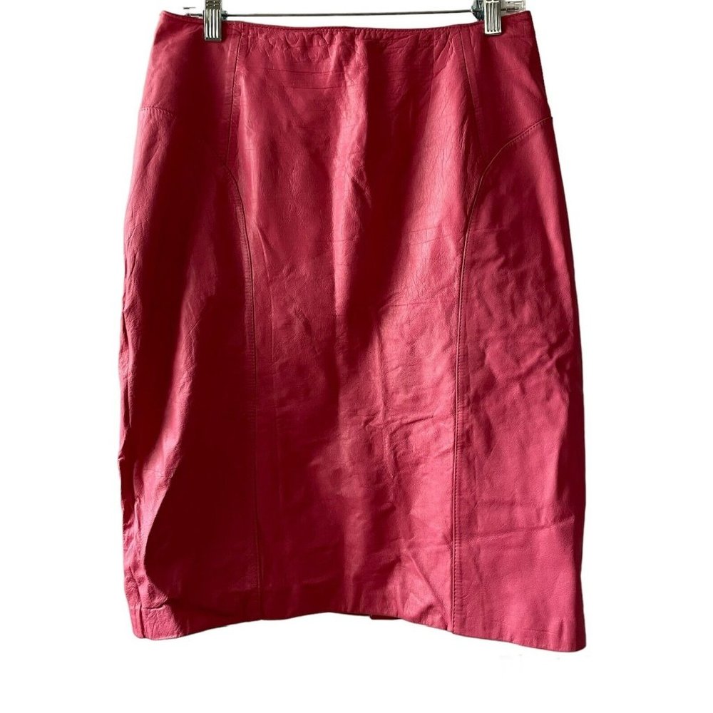 Chia 80s Vintage Leather Skirt Sz 14 Pink Women’s